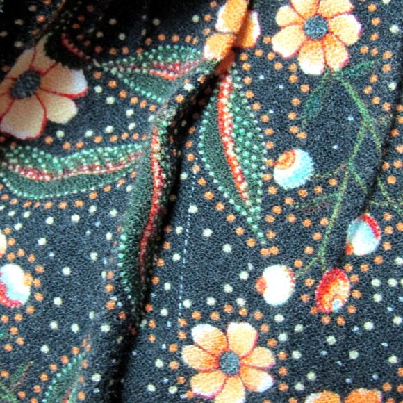 Farm Rio Anthropologie Sayen Floral Peasant Top Women S Black Gold V Neck Tassel - Picture 10 of 11